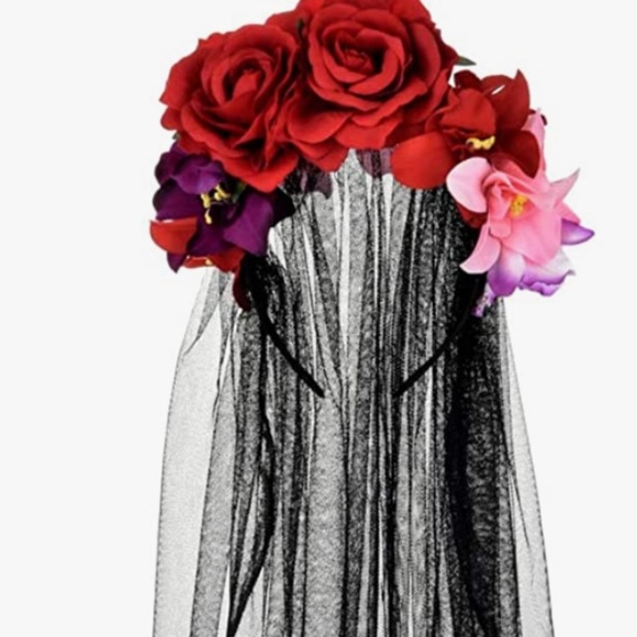 Frida Kahlo Mexican Flower Crown Headband Halloween Party Costume Dia de Los Mue - Picture 2 of 9